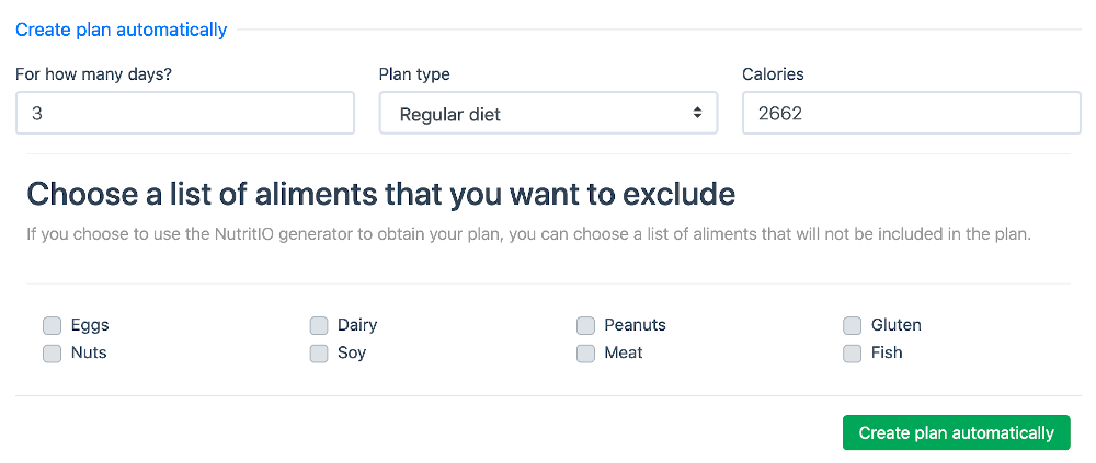 automatic meal planner